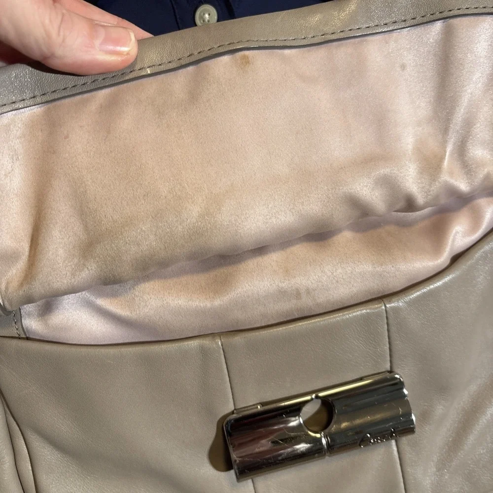 COACH Kristin Large Zip Mushroom Beige Satchel Tote Soft Leather Handbag #16814‎